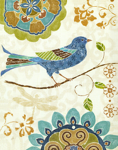 Pájaro Azul y Flores Abstractas Pintar por Números