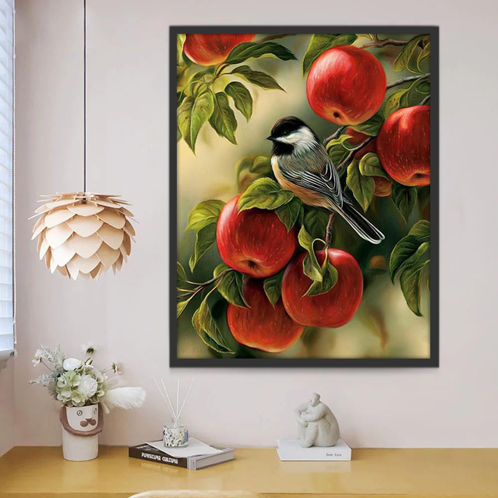 Pájaro en Árbol de Manzanas Pintar por Números