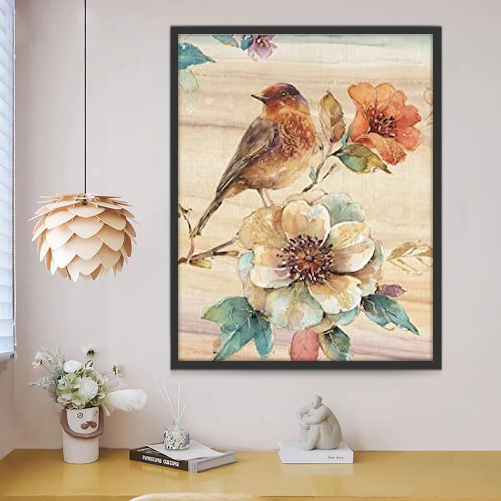 Pájaro Lindo y Flores Bonitas Pintar por Números