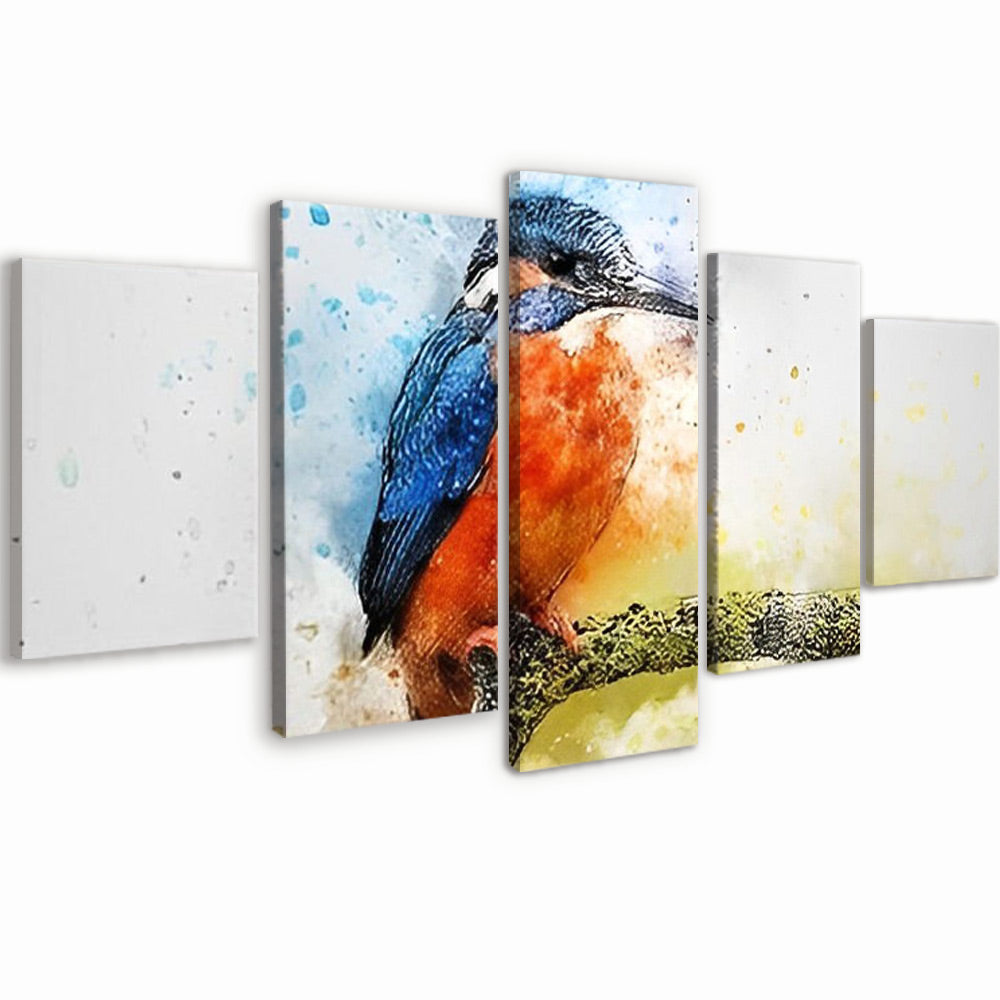 Pájaro Rojo y Azul sobre Rama 5 Partes Pintar por Números