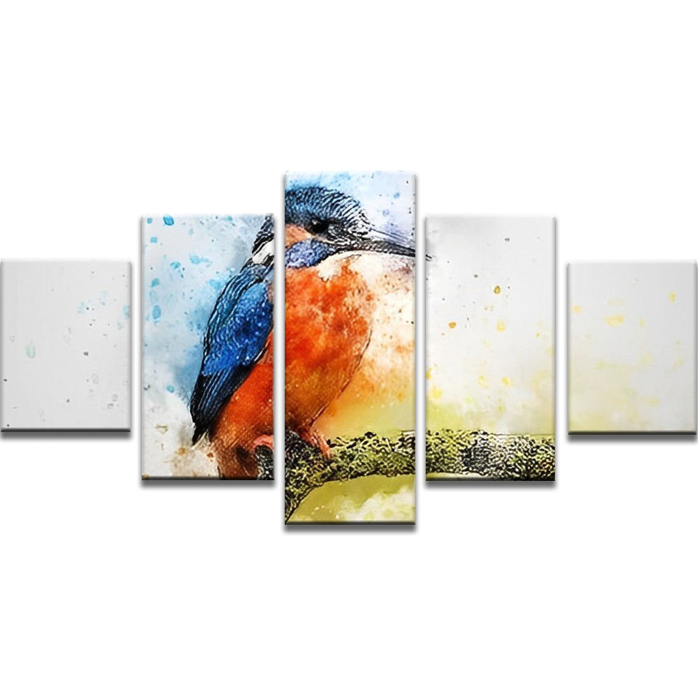 Pájaro Rojo y Azul sobre Rama 5 Partes Pintar por Números