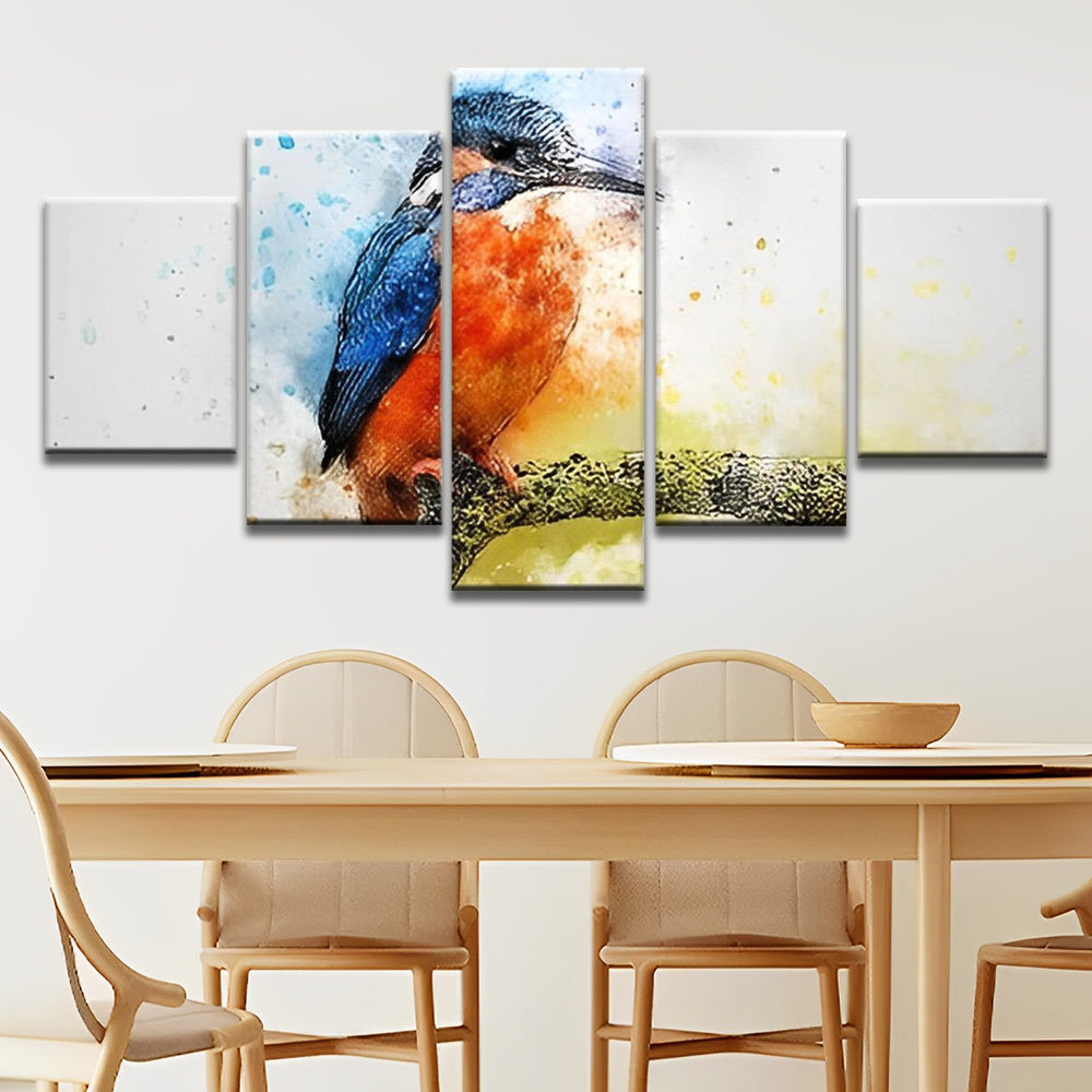 Pájaro Rojo y Azul sobre Rama 5 Partes Pintar por Números
