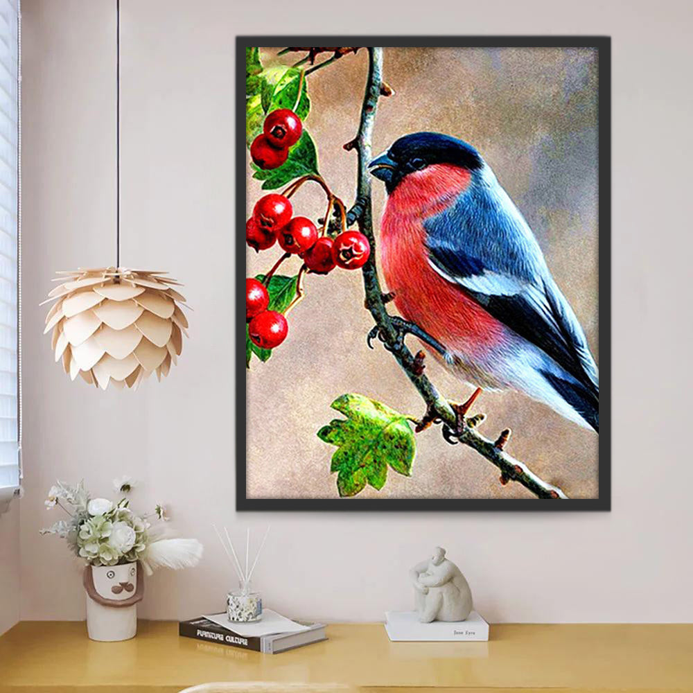 Pájaro sobre Rama de Bayas Pintar por Números