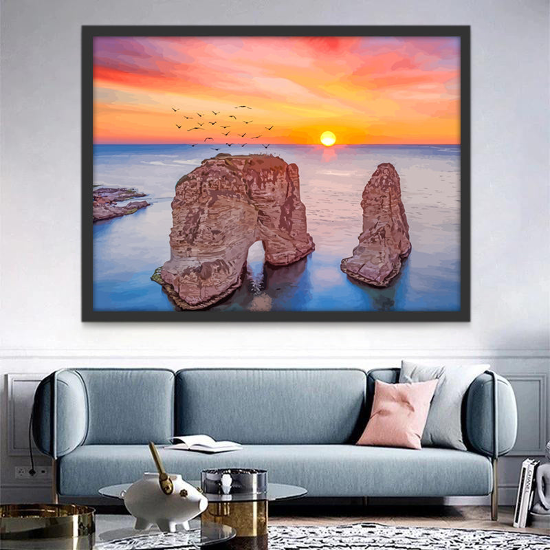 Pájaros sobre el Mar al Atardecer Pintar por Números