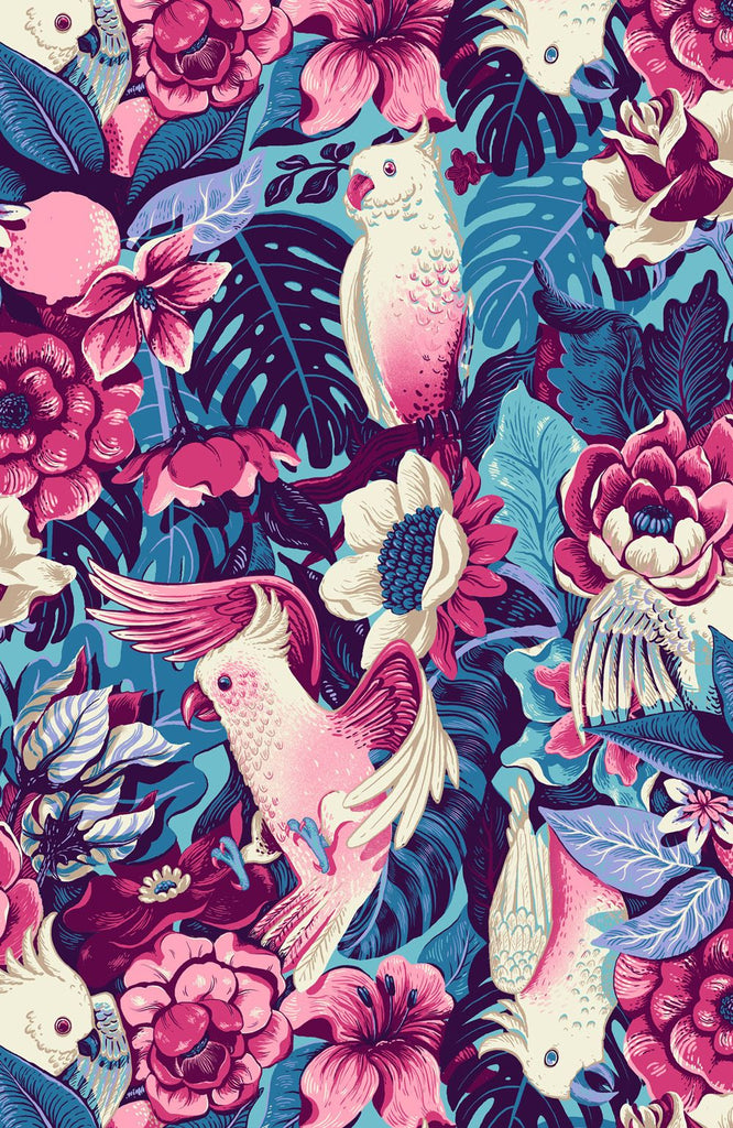 Pájaros y Flores Blancas y Rosadas Pintar por Números
