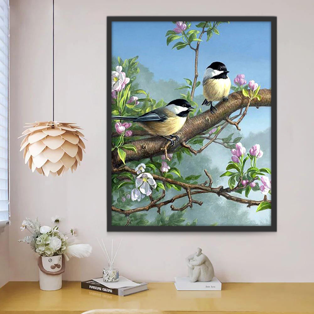 Pájaros y Flores de Primavera Pintar por Números