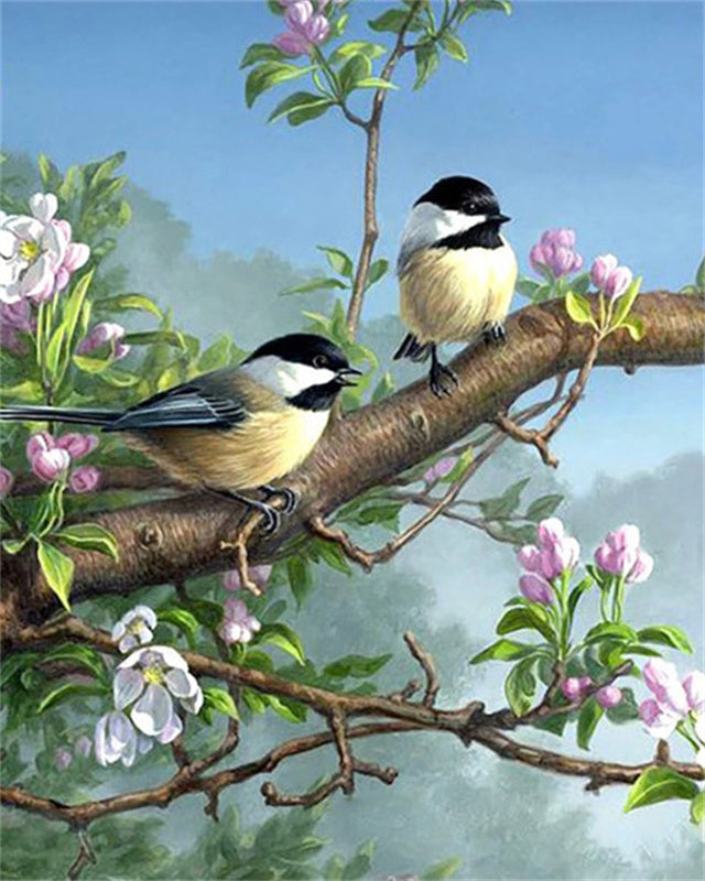Pájaros y Flores de Primavera Pintar por Números