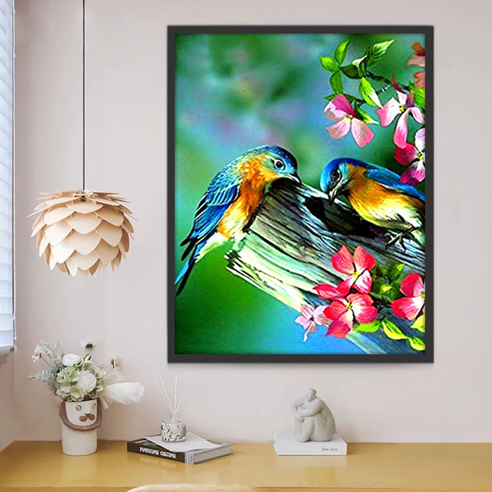 Pájaros y Flores sobre Rama Pintar por Números
