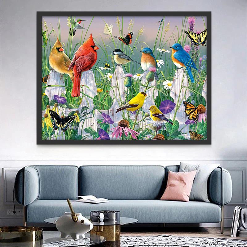Pájaros y Mariposas con Flores Pintar por Números