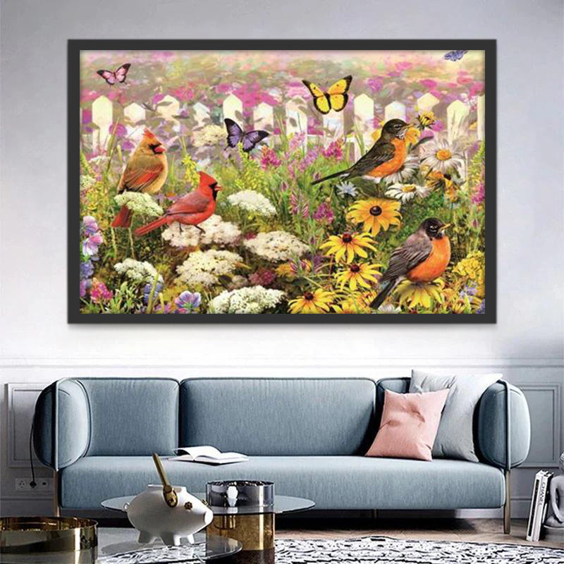 Pájaros y Mariposas en las Flores Pintar por Números