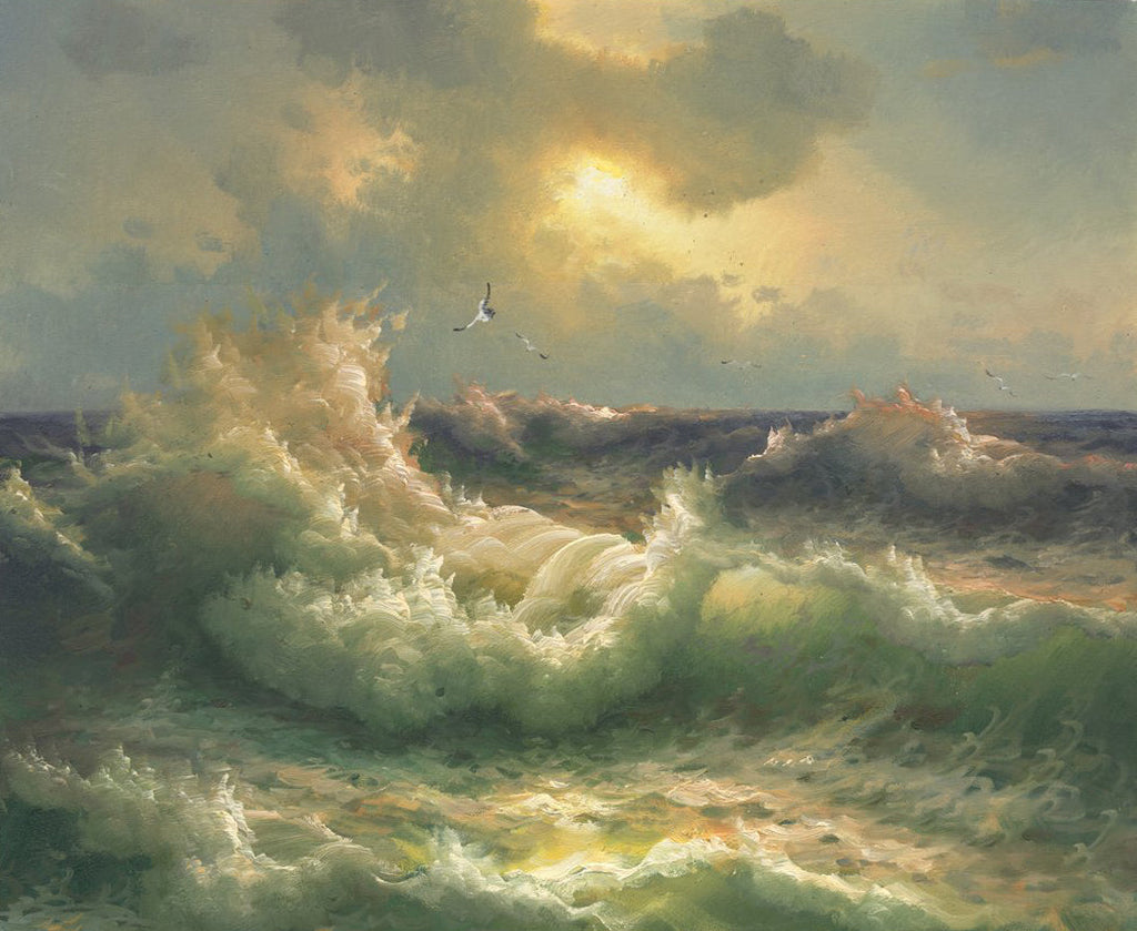 Pájaros y Olas Agitadas Tormentosas Pintar por Números