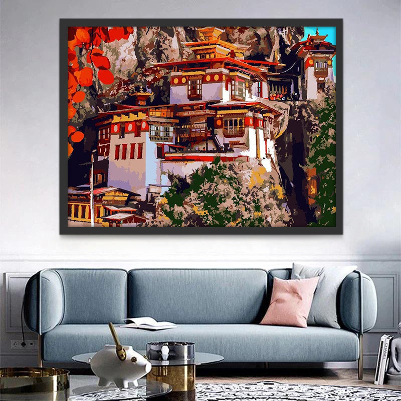 Palacio en Ladera de Montaña Pintar por Números