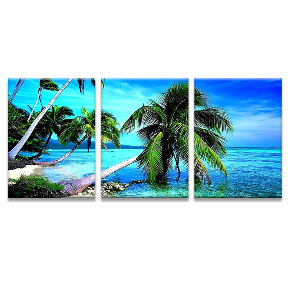Palmeras en la Playa 3 Partes Pintar por Números