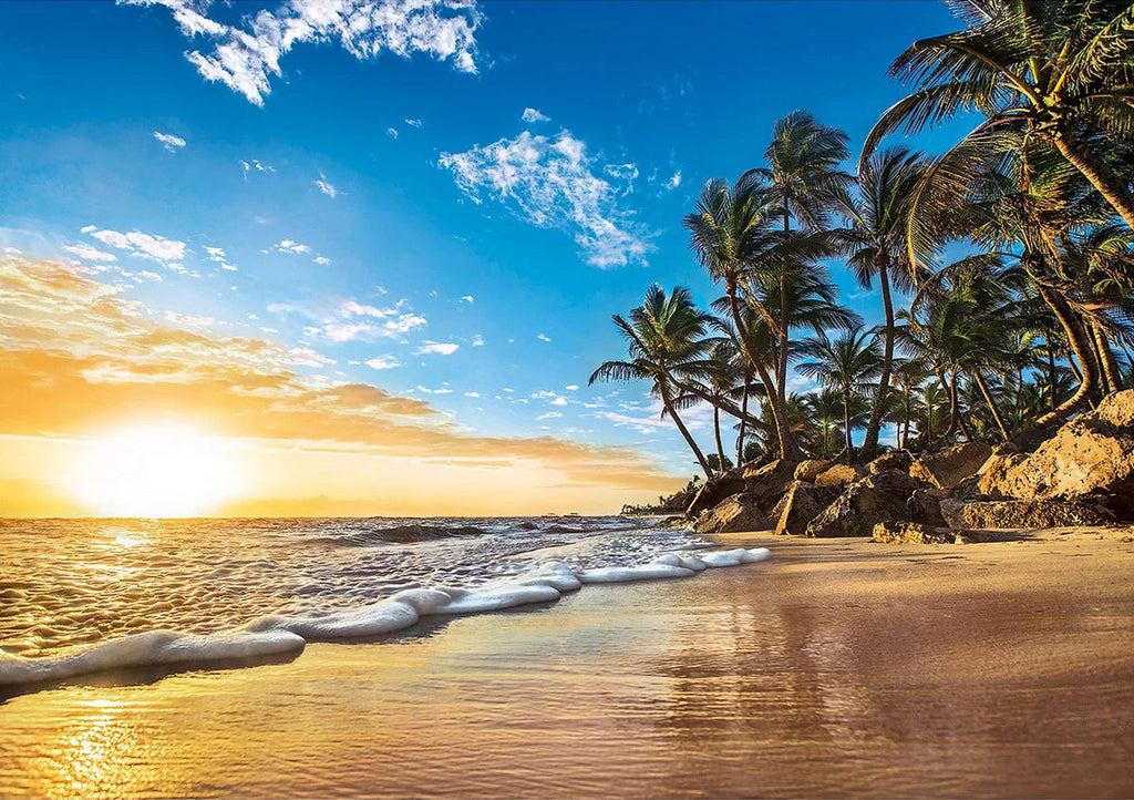 Palmeras y Olas al Atardecer Pintar por Números