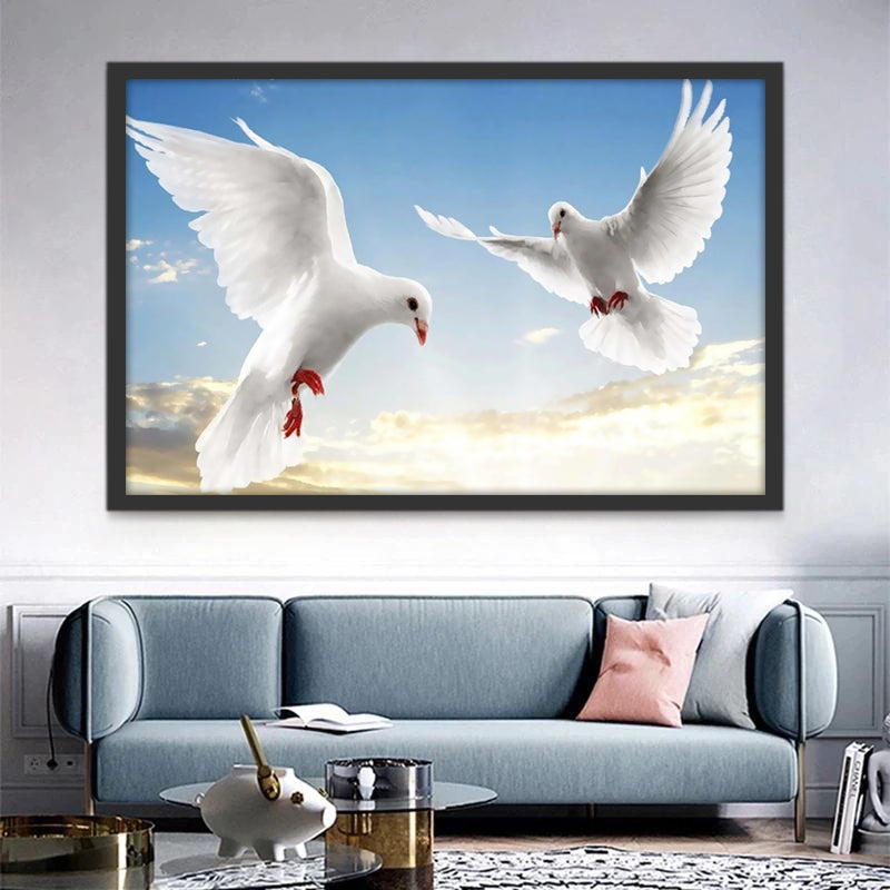 Palomas Blancos Volando Pintar por Números