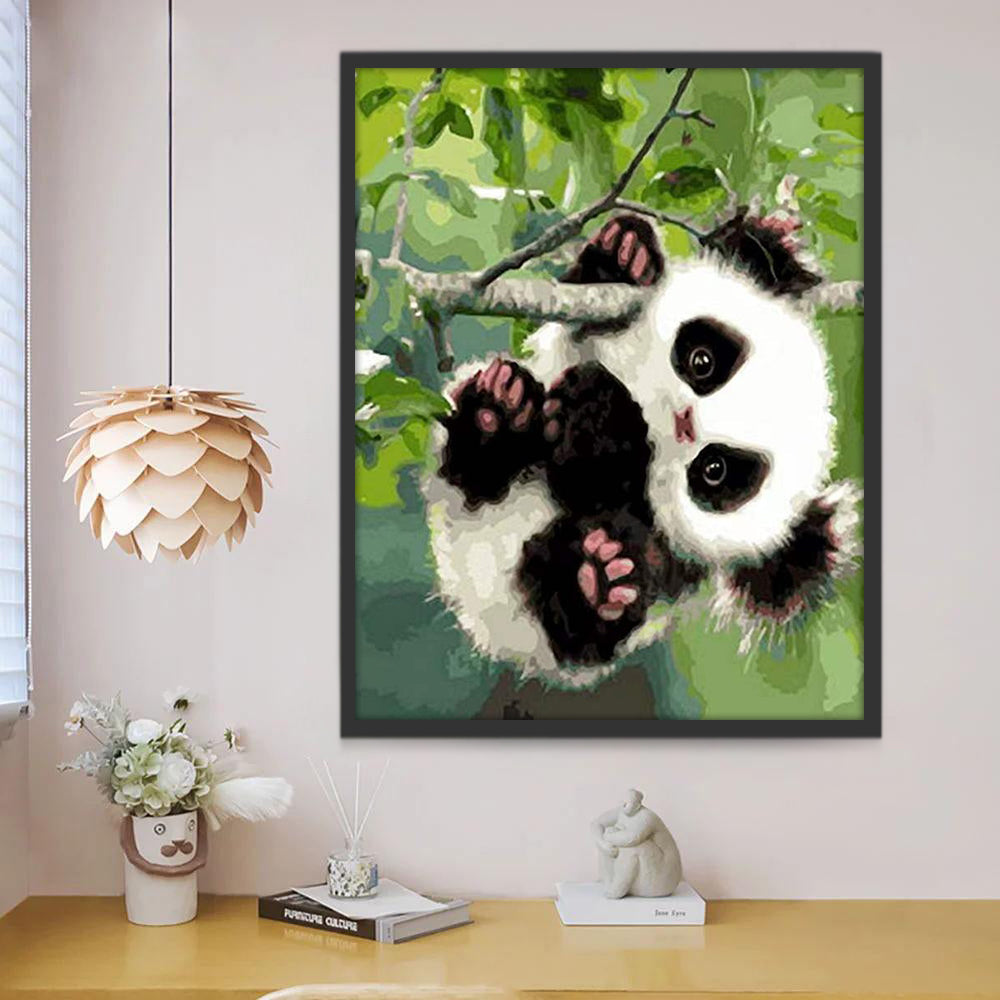 Panda Bebé Colgando sobre Rama de Árbol Pintar por Números