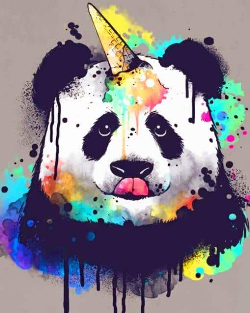 Panda con Helado sobre Su Cabeza Pintar por Números