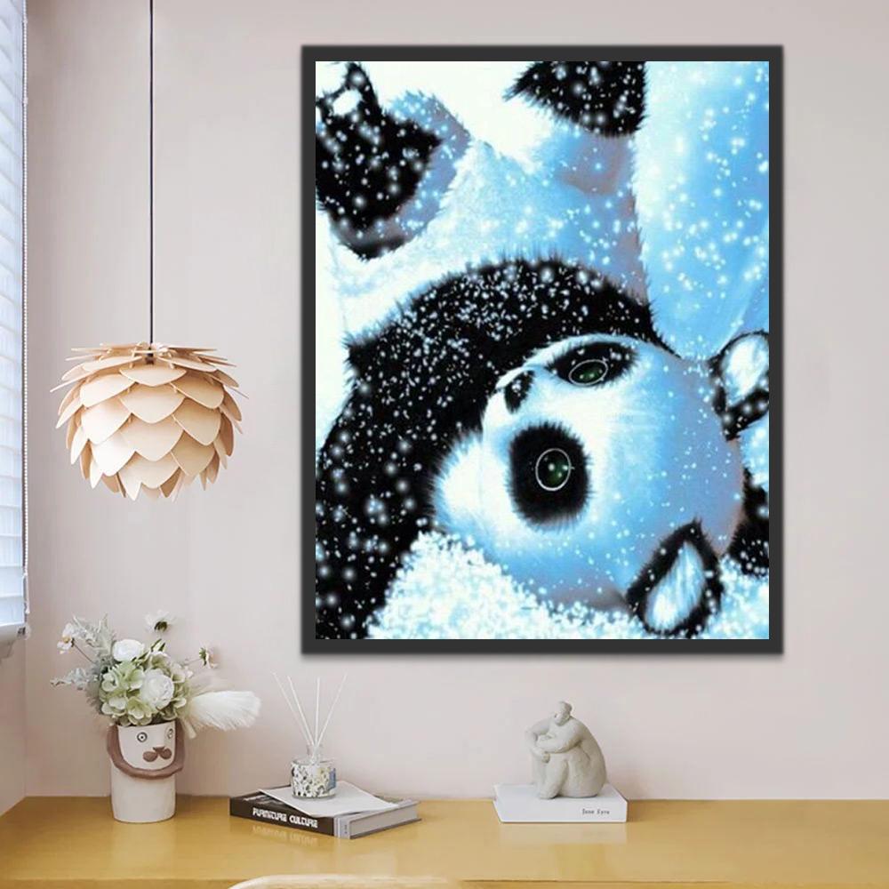Panda Lindo Acostado en la Nieve Pintar por Números