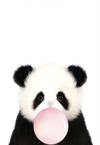 Panda Pequeño Adorable con Chicle Rosado Pintar por Números