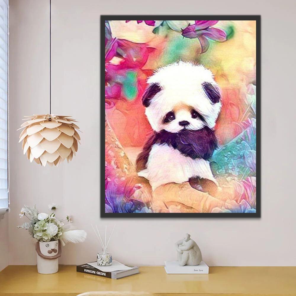 Panda Pequeño Lindo con Fondo Colorido Pintar por Números