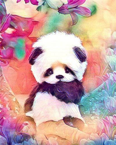 Panda Pequeño Lindo con Fondo Colorido Pintar por Números