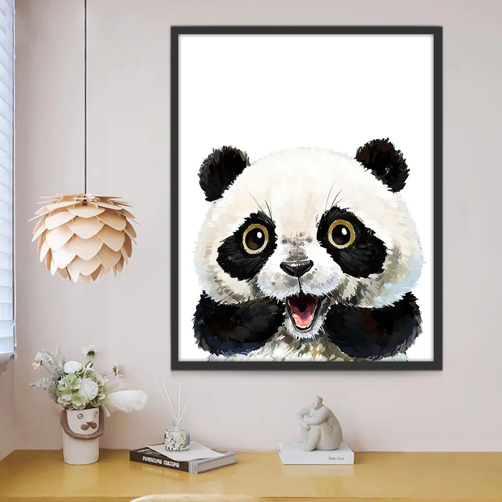 Panda Pequeño Sorprendido con la Boca Abierta Pintar por Números