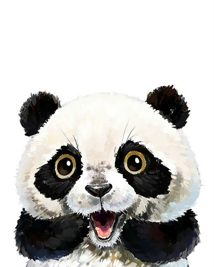 Panda Pequeño Sorprendido con la Boca Abierta Pintar por Números