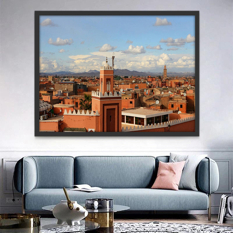Panorama de Ciudad y Nubes Blancas Pintar por Números