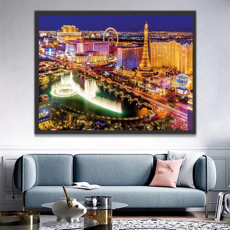 Panorama de Paisaje Nocturno de París Pintar por Números