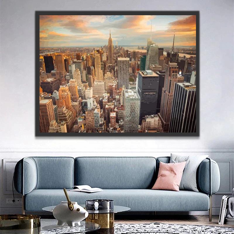 Panorama de Rascacielos en Nueva York Pintar por Números