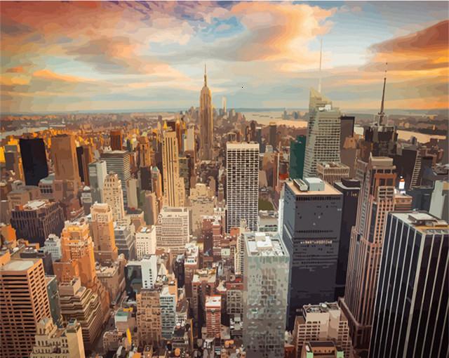 Panorama de Rascacielos en Nueva York Pintar por Números