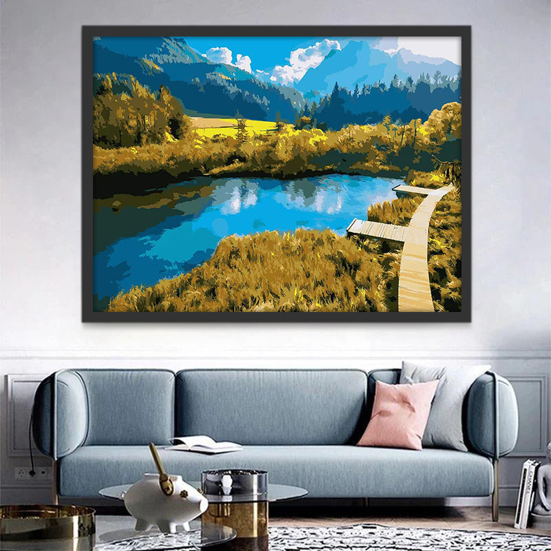 Panorama de Río Azul y Bosque Pintar por Números