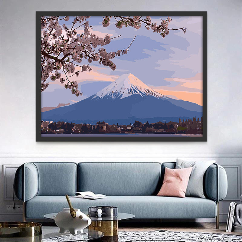 Panorama del Monte Fuji y Sakura Pintar por Números