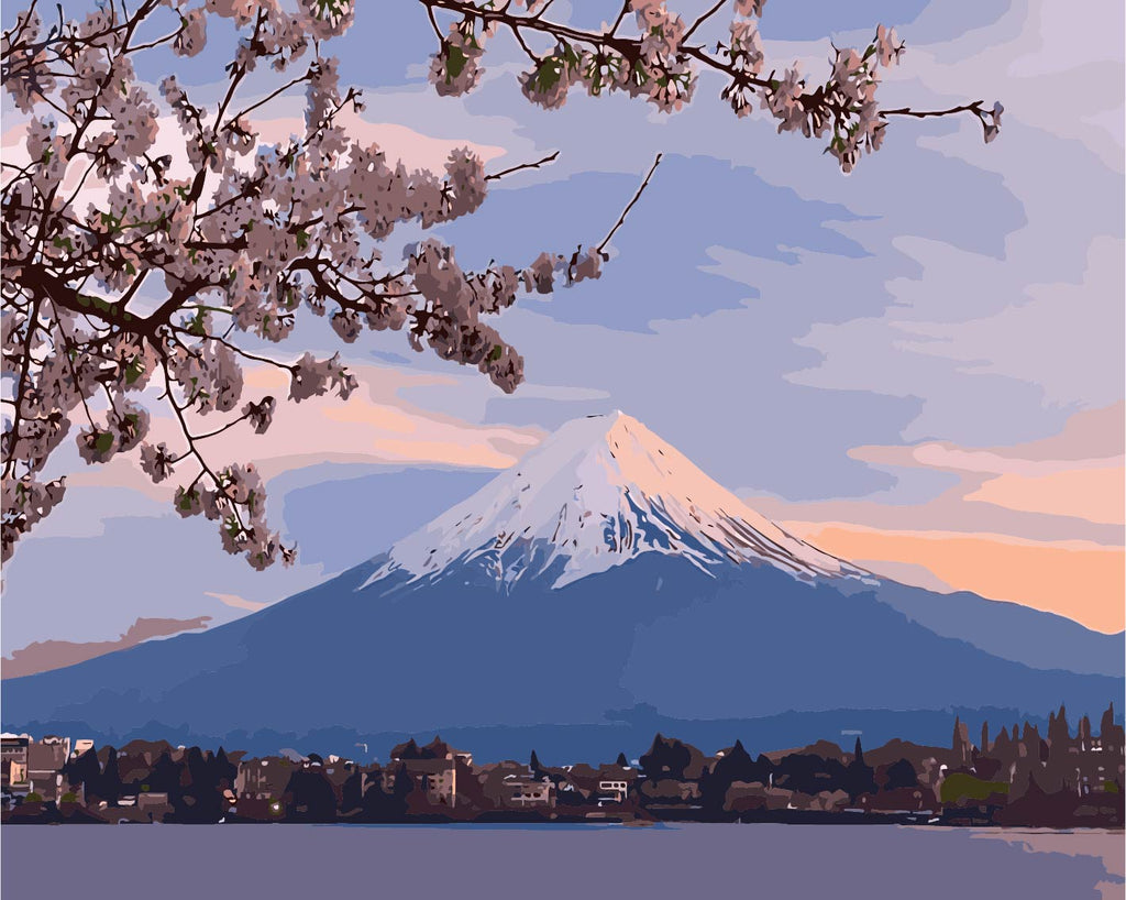 Panorama del Monte Fuji y Sakura Pintar por Números