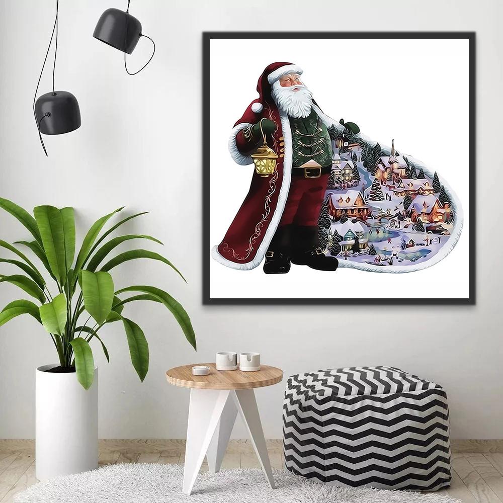 Papá Noel con Abrigo Rojo de Navidad Pintar por Números