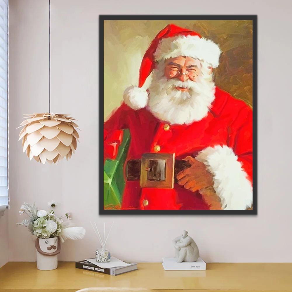 Papá Noel con Regalo Navideño Pintar por Números