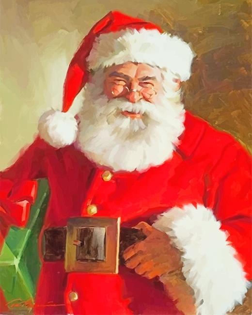 Papá Noel con Regalo Navideño Pintar por Números