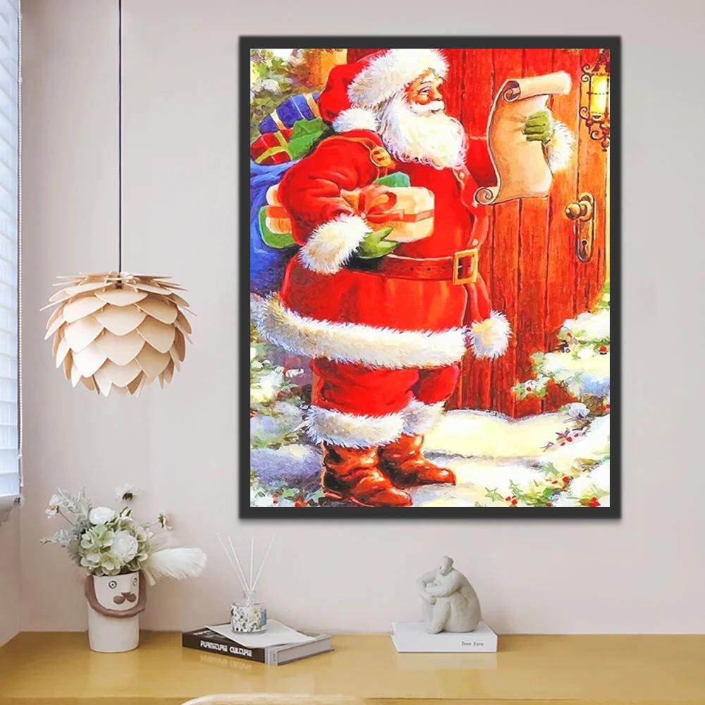 Papá Noel Dando Regalos a Casas Pintar por Números