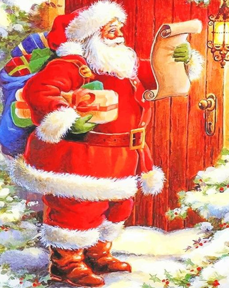 Papá Noel Dando Regalos a Casas Pintar por Números