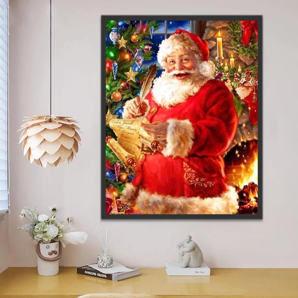 Papá Noel delante de Árbol de Navidad Pintar por Números