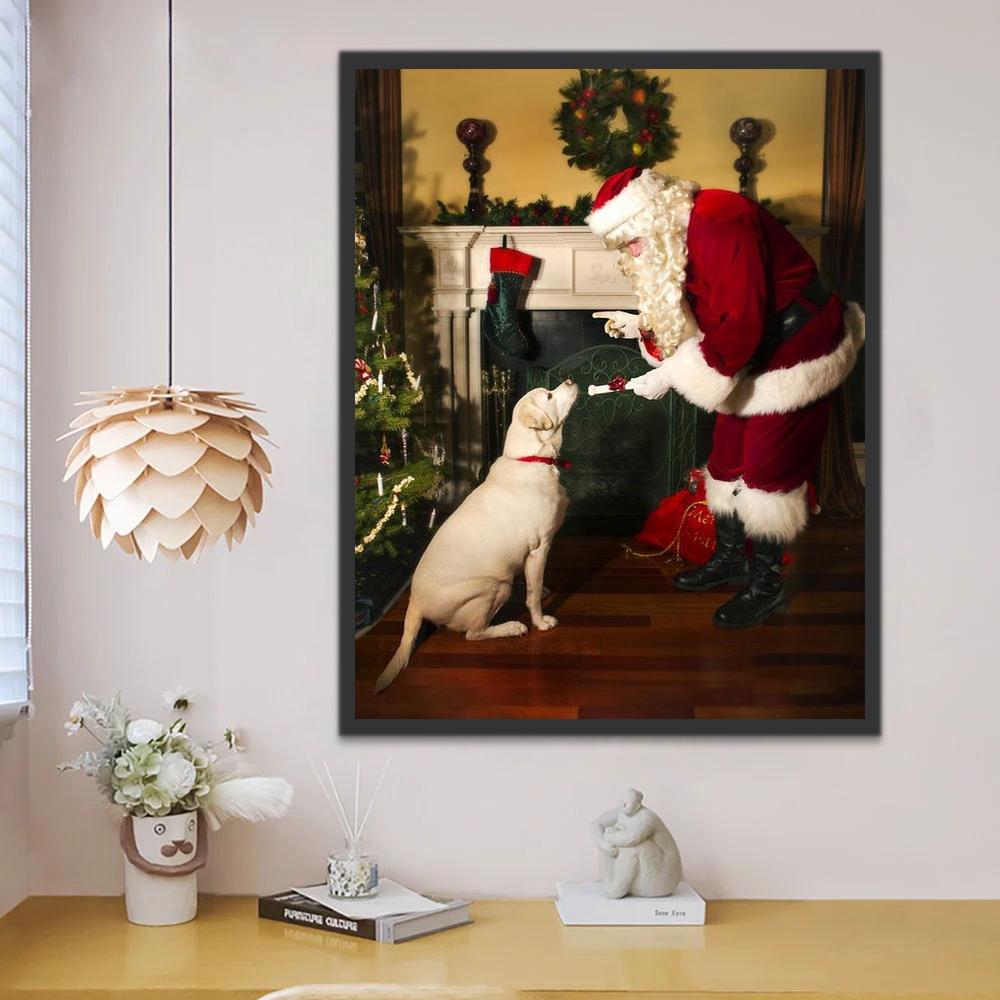 Papá Noel Diciendo Algo a Su Perro Pintar por Números