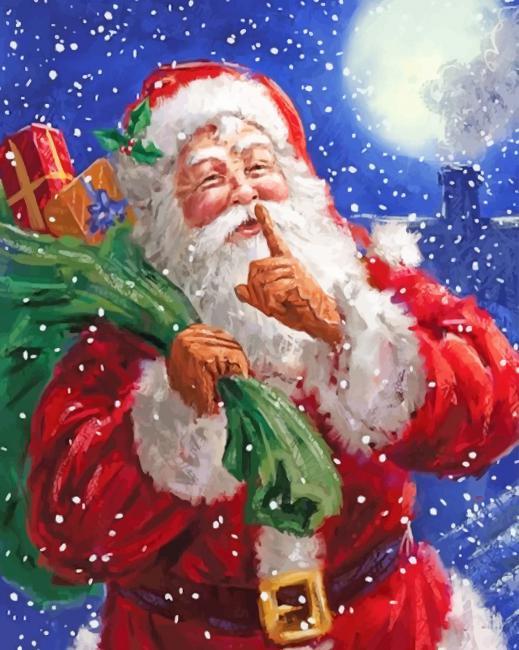 Papá Noel Haciendo el Gesto de Silencio Pintar por Números