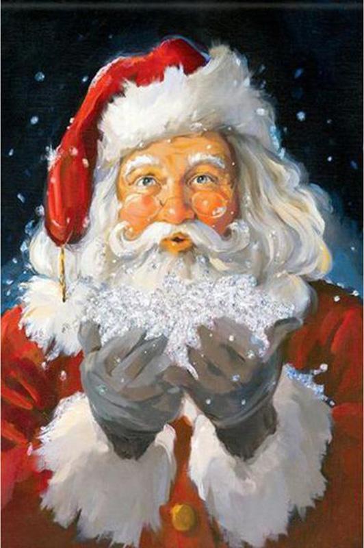 Papá Noel Soplando Copos de Nieve Pintar por Números