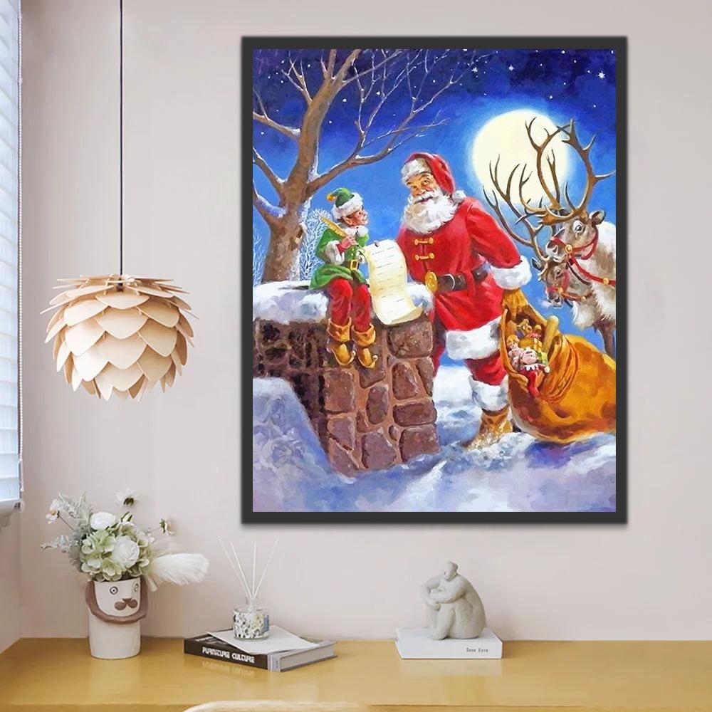 Papá Noel y Duende de Navidad Pintar por Números