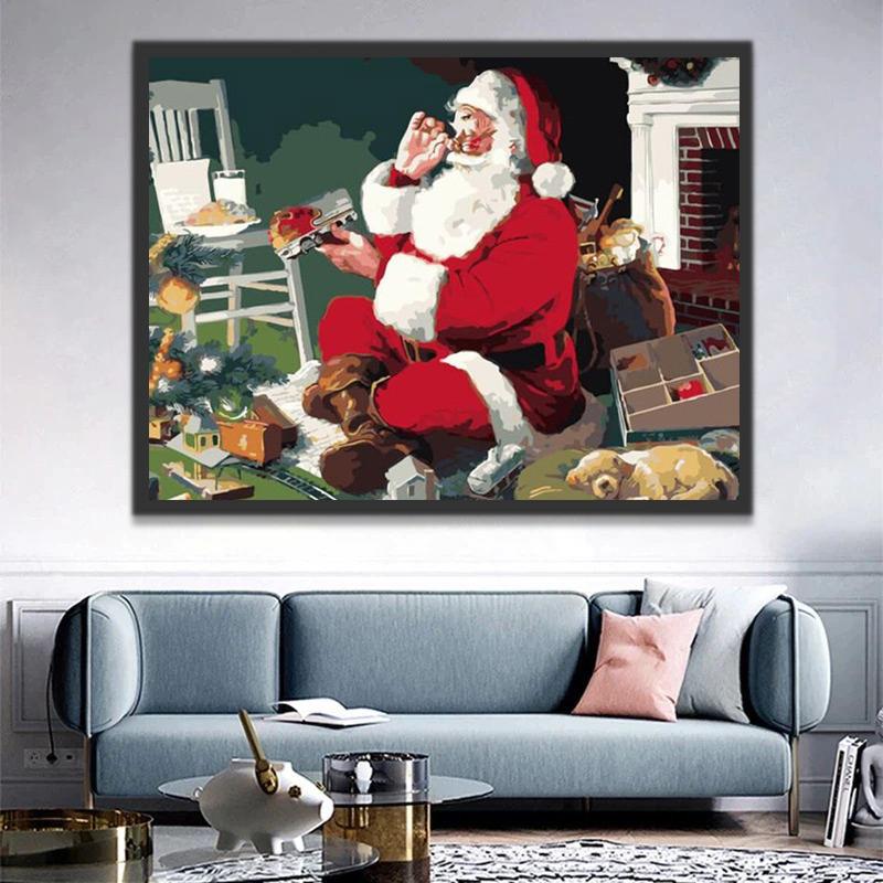 Papá Noel y Regalos de Navidad Pintar por Números