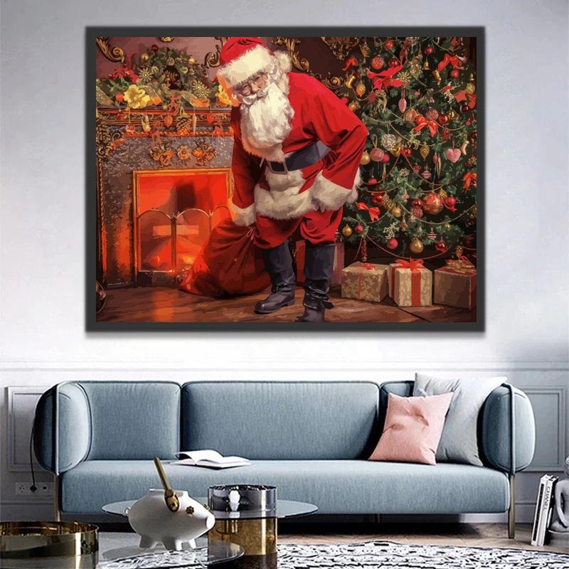 Papá Noel y Regalos Navideños Pintar por Números