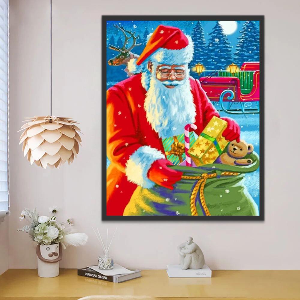 Papá Noel y Su Bolsa de Navidad Pintar por Números