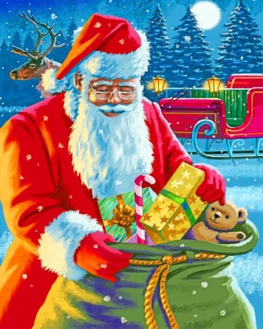 Papá Noel y Su Bolsa de Navidad Pintar por Números