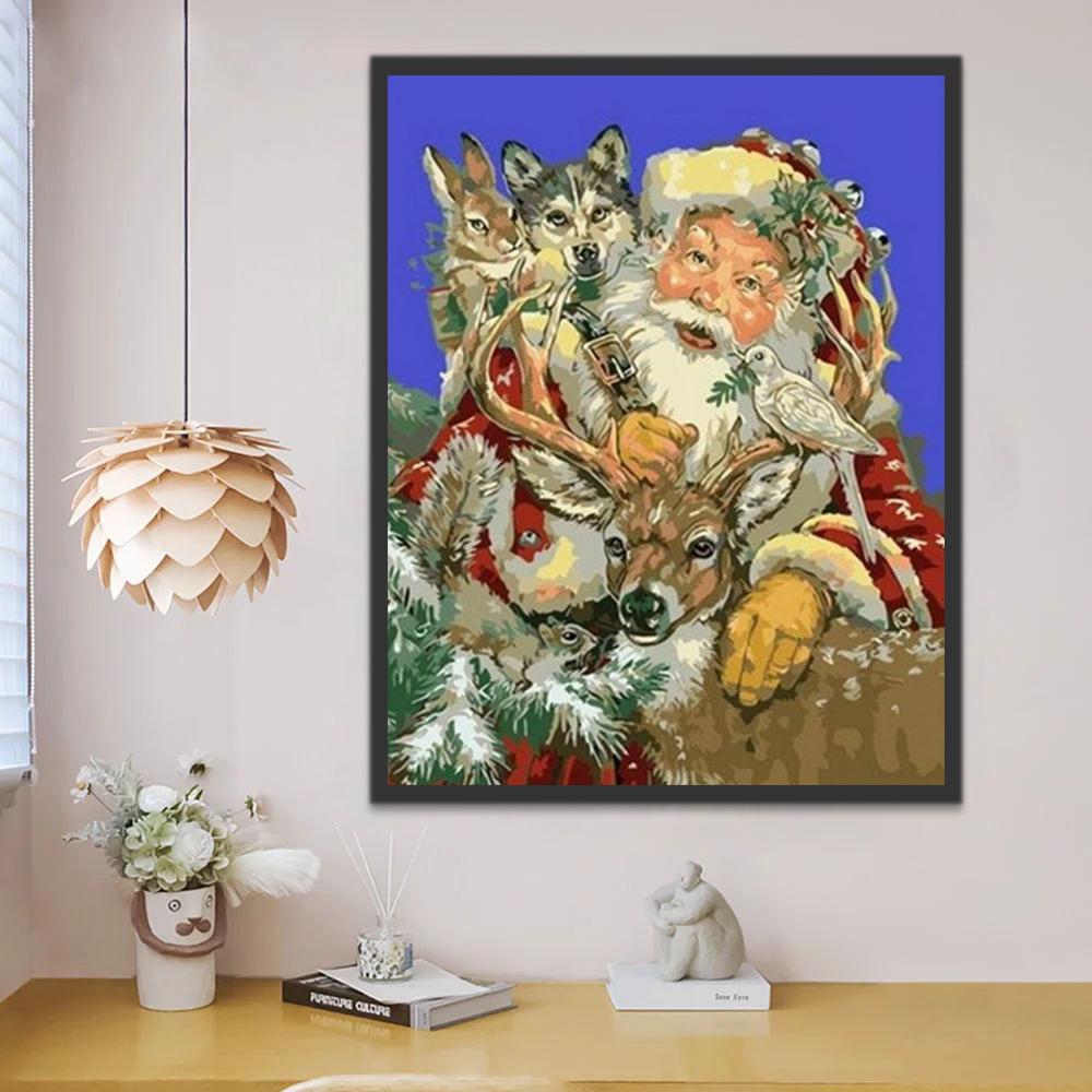 Papá Noel y Sus Amigos de Animales Pintar por Números
