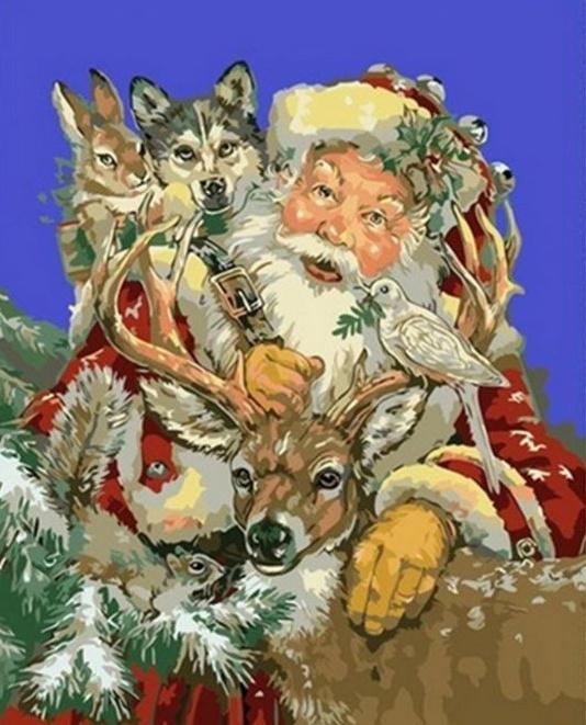 Papá Noel y Sus Amigos de Animales Pintar por Números